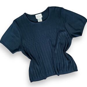 Navy Vintage Knit Tee Top